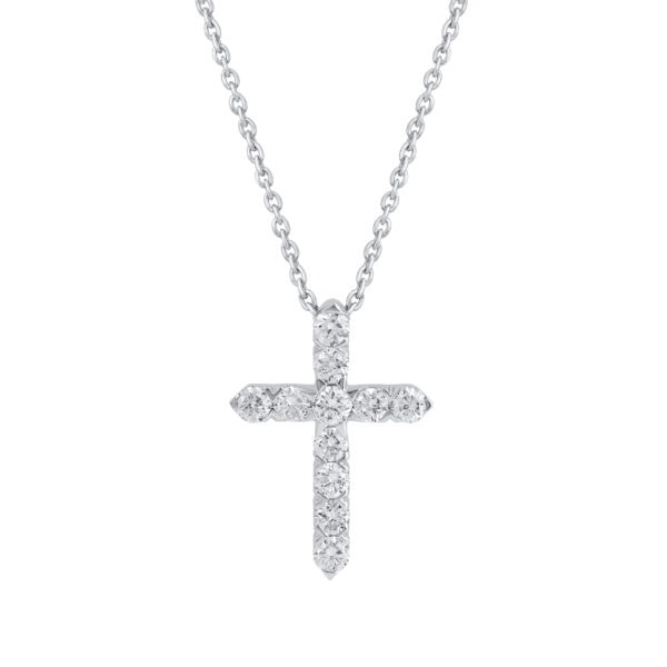 Graceful Cross Gold Necklace with Diamond - front view
