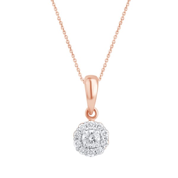 Radiant Halo Gold Pendant with Diamond - front view