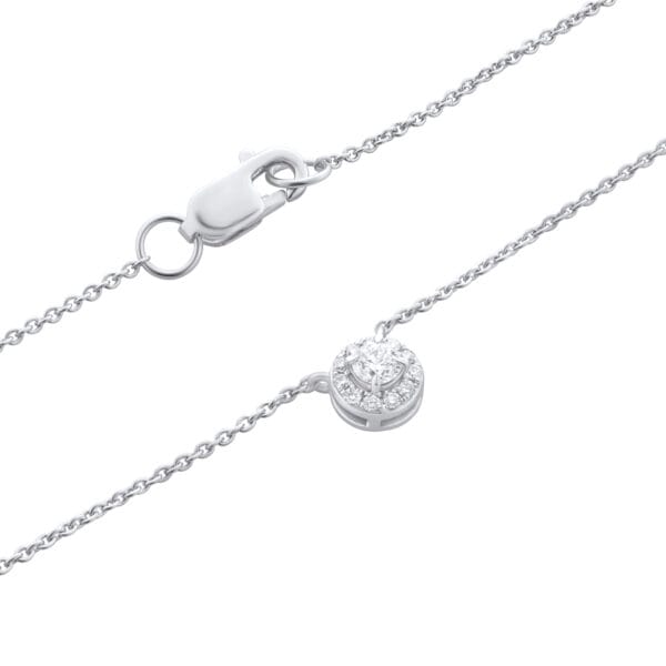 Classic Halo Gold Necklace with Diamond - side view