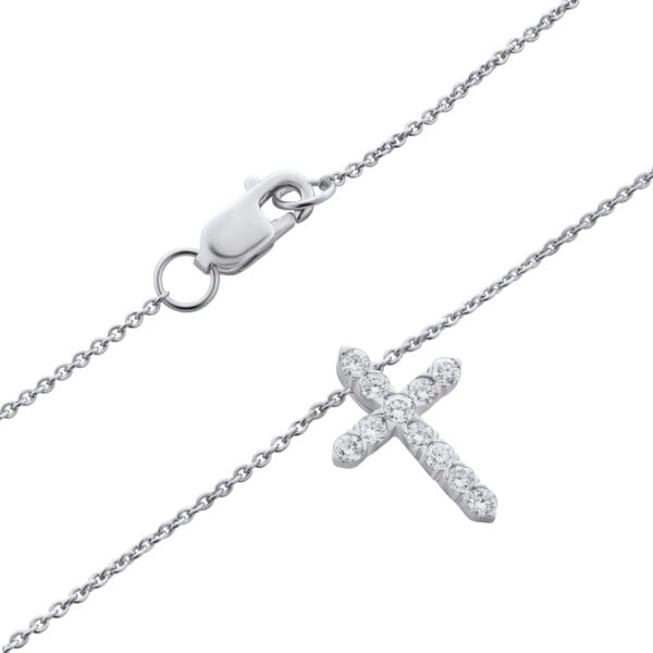 Graceful Cross Gold Necklace with Diamond - side view