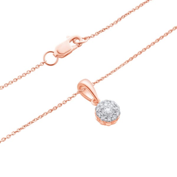 Radiant Halo Gold Pendant with Diamond - side view