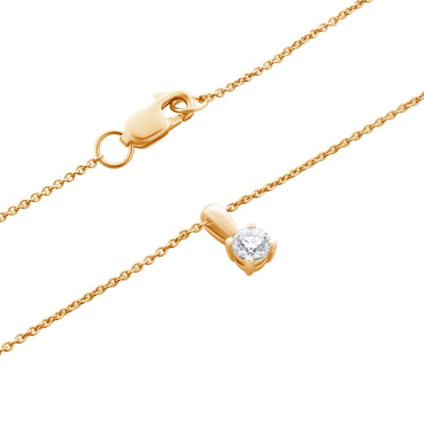 Golden Solitaire Gold Pendant with 0.15 carat round lab-grown diamond in 585 yellow gold - side view