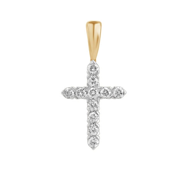 0.34 ct yellow gold diamond cross pendant “The Vogue”