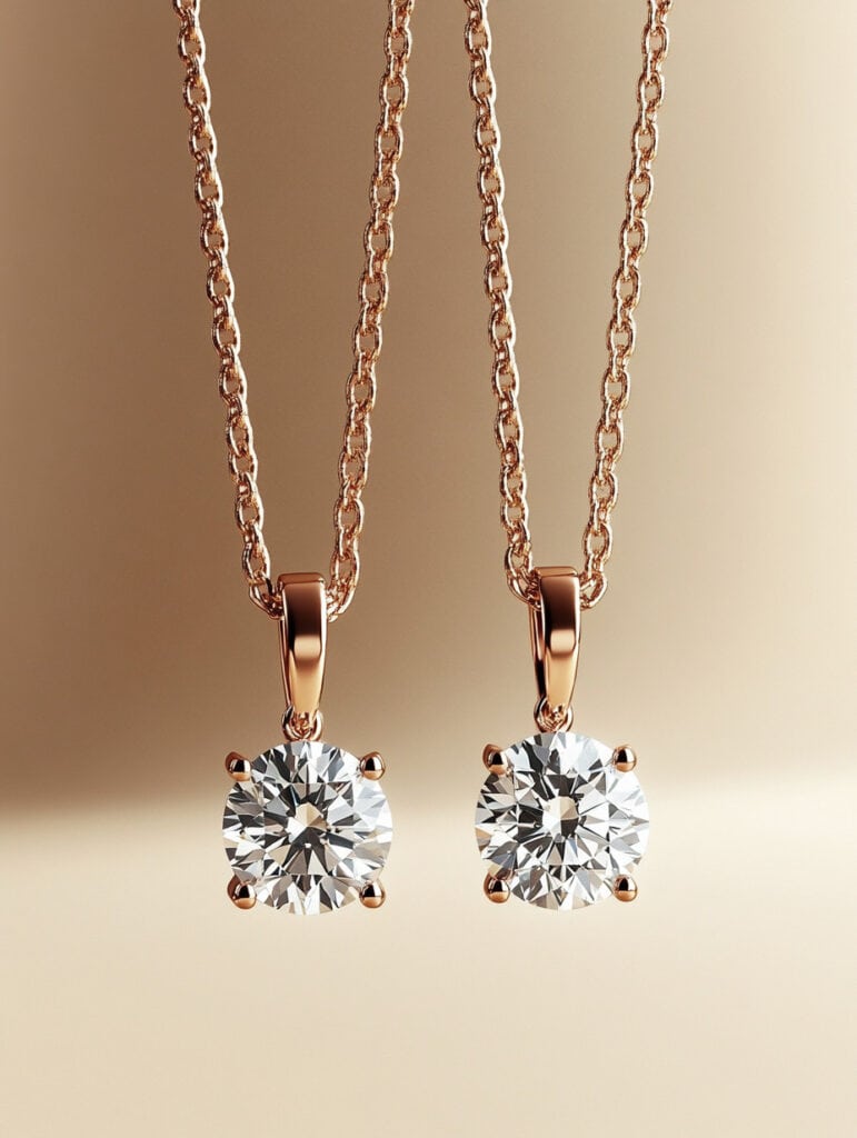 Auksiniai papuošalai su laboratorijoje išaugintais deimantais