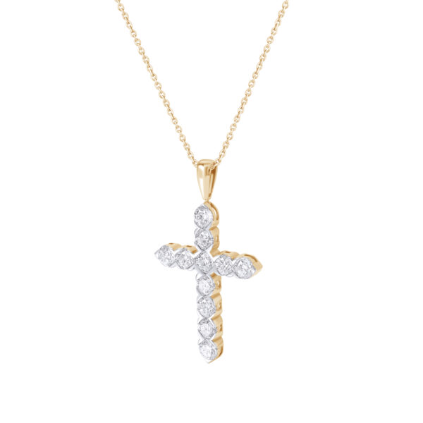 0.34 ct yellow gold diamond cross pendant “The Vogue” - Image 3