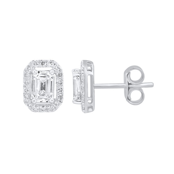 1.20 ct white gold diamond earrings “The Emerald” - Image 2