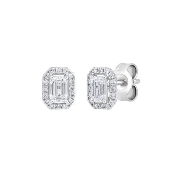 0.81 ct white gold diamond earrings “The Emerald” - Image 3