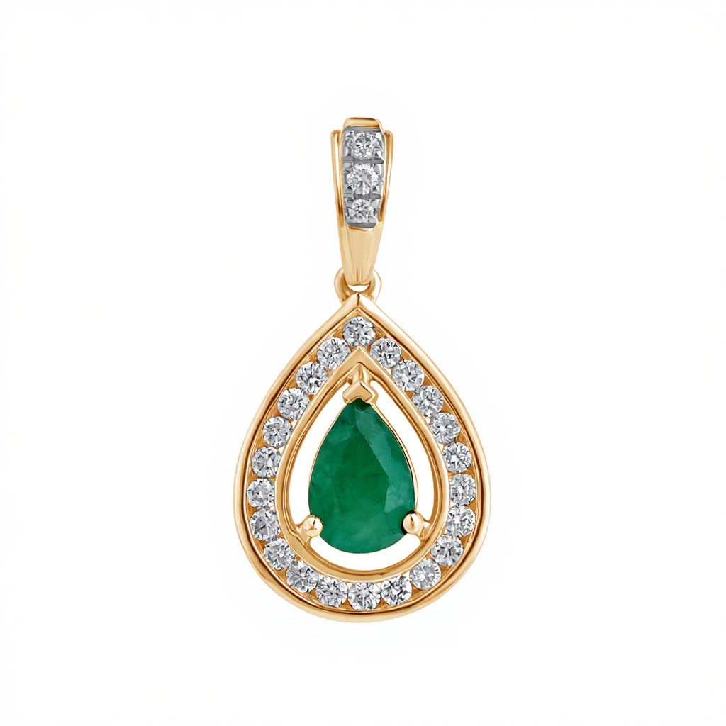 0.60 karato pakabukas su smaragdu ir deimantais „The Émeraude Pear“