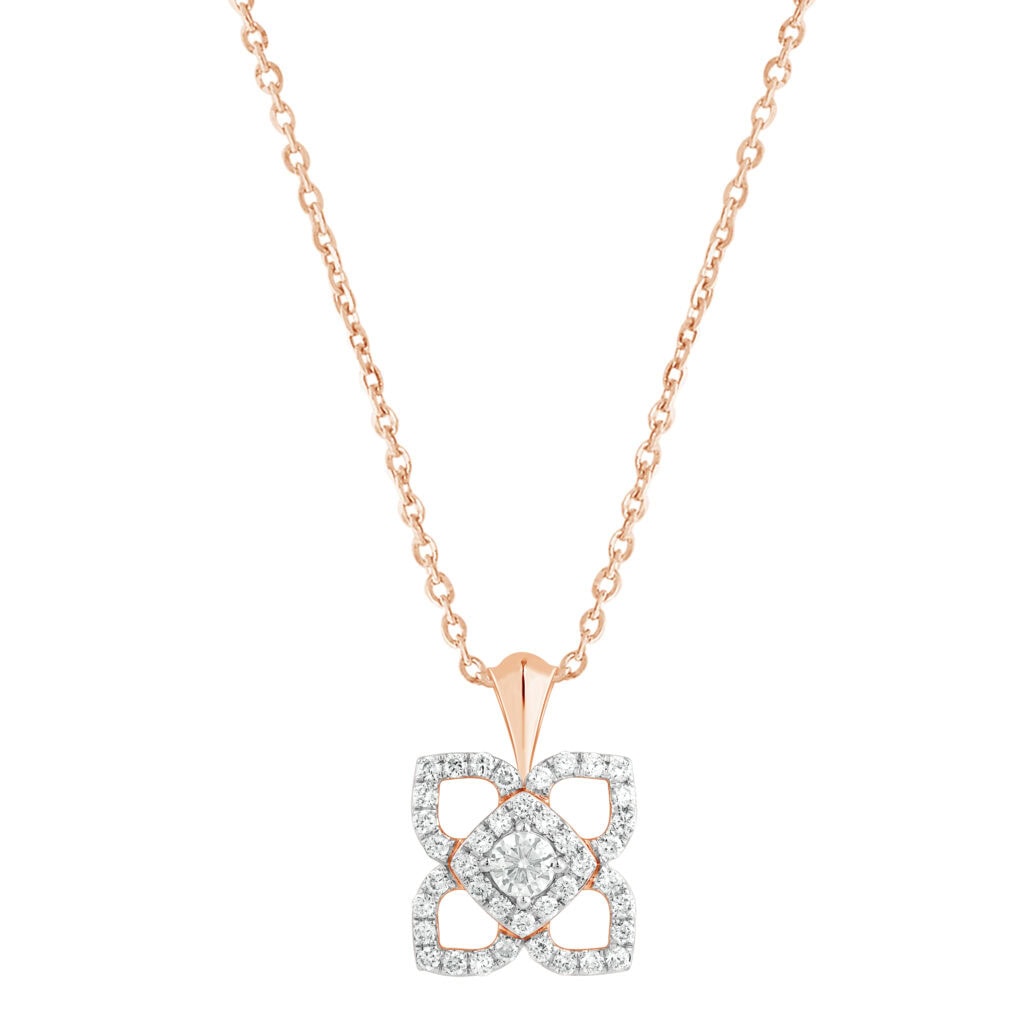 0.73 ct red gold necklace with a diamond “The Fleur Royale”