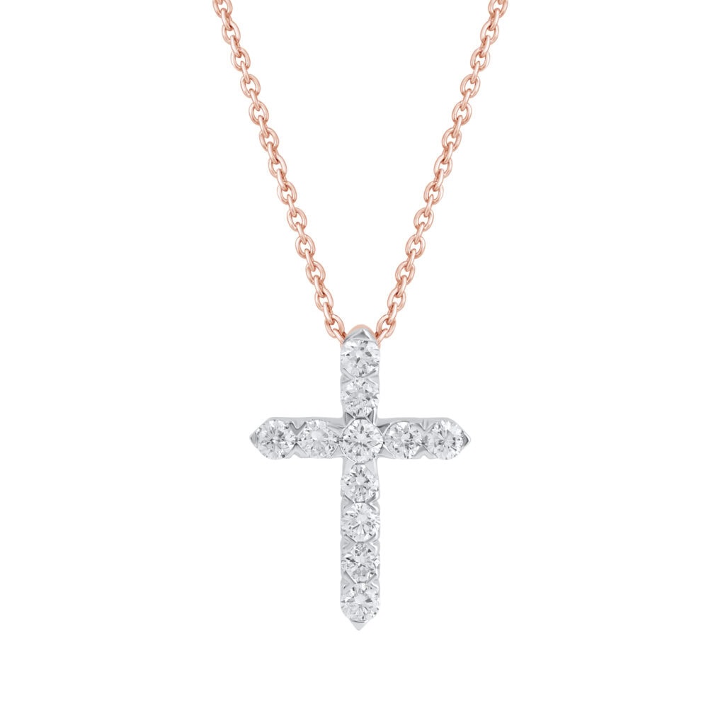 0.25 carat rose gold necklace with a diamond cross “The Vogue”