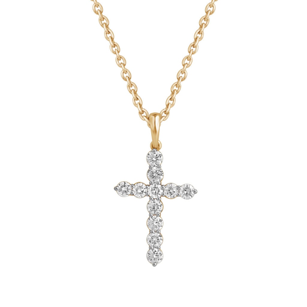 0.53 carat yellow gold diamond cross “The Iconic”