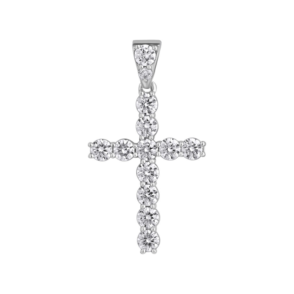 0.97 karato balto aukso kryželis su deimantais „The Iconic“