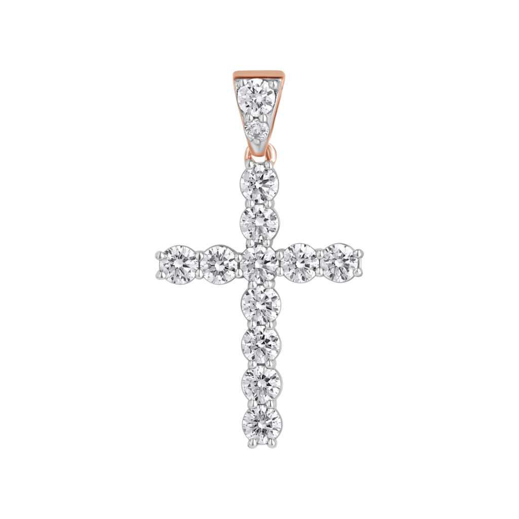 0.98 karato auksinis kryželis su deimantais „The Iconic“