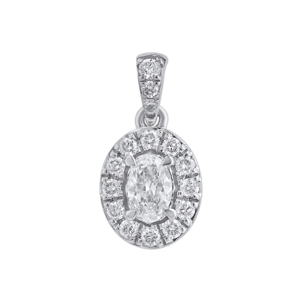 0.27 karato balto aukso pakabukas su deimantu „The Oval"