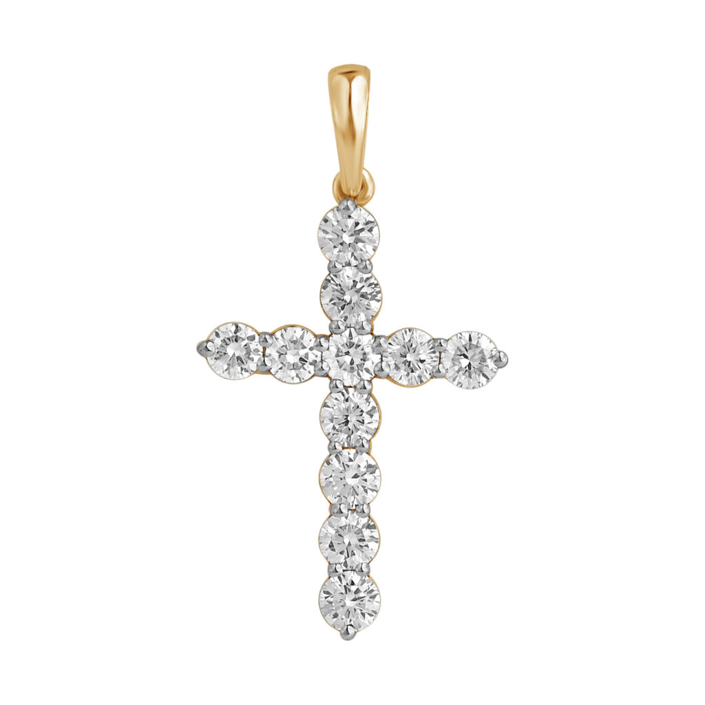 0.53 karato geltono aukso kryželis su deimantais „The Iconic“