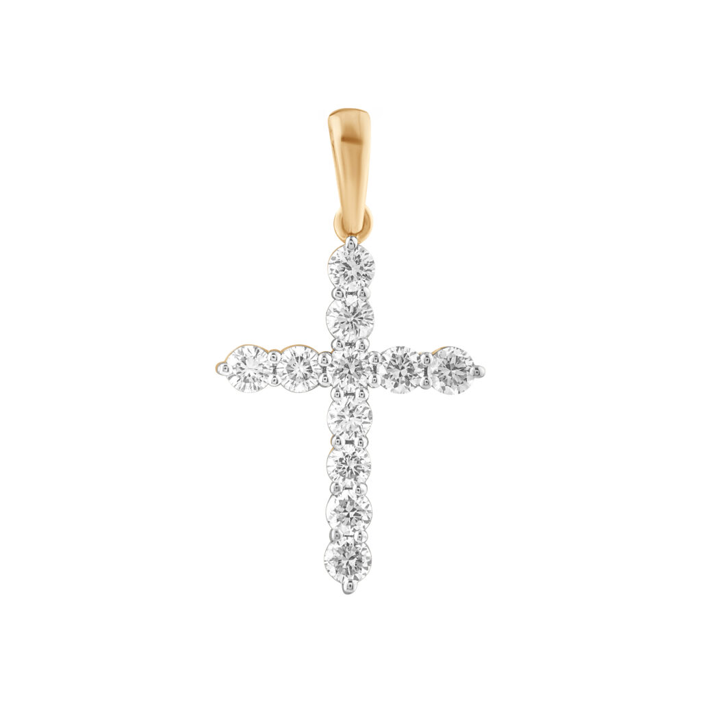 0.30 karato auksinis kryželis su deimantais „The Iconic“