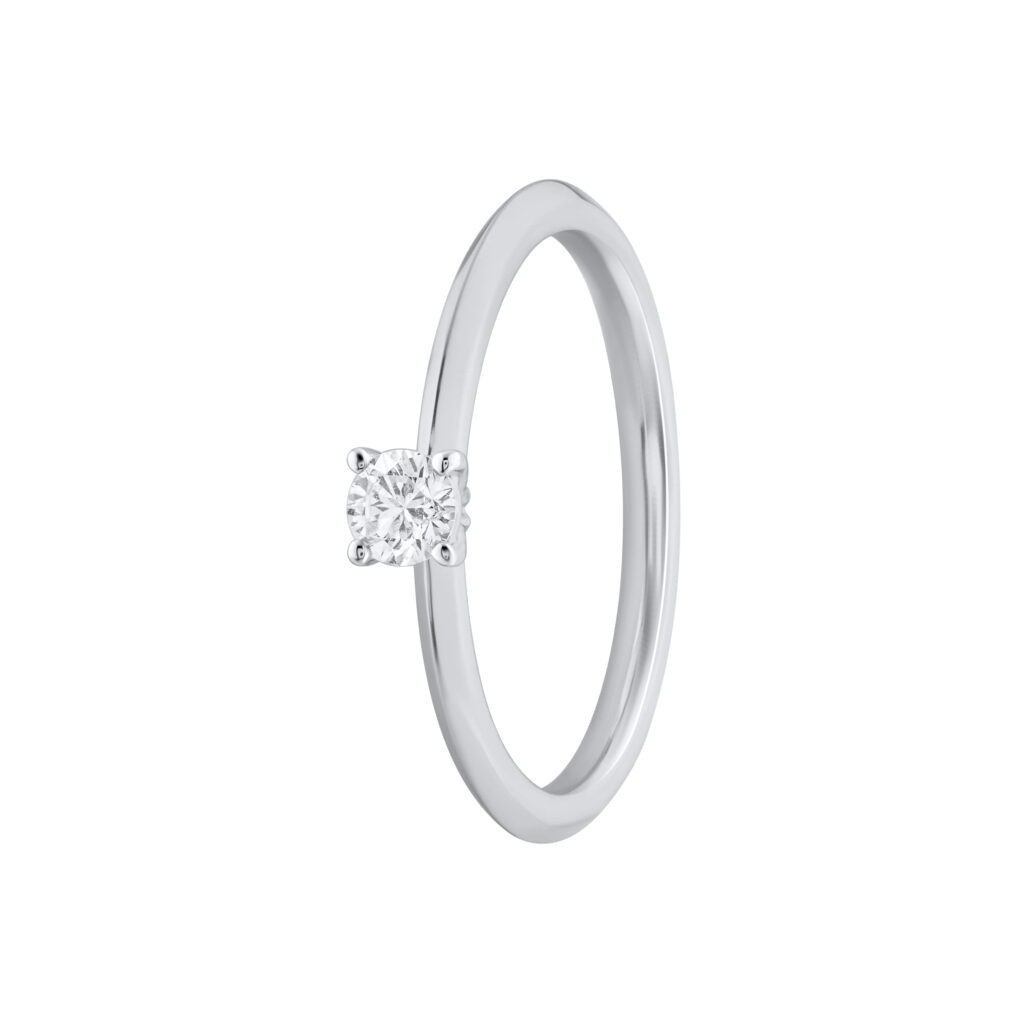 0.15 karato balto aukso žiedas su deimantu „The Iconic“