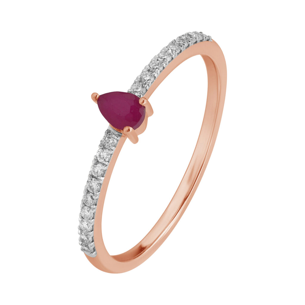 0.32 karato žiedas su laboratorijoje išaugintu rubinu ir deimantais „The Ruby“
